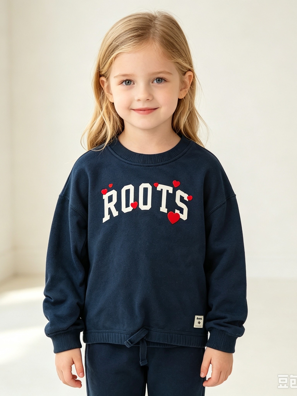 2/30 Roots Girls' Navy Logo Sweatshirt with Heart Details